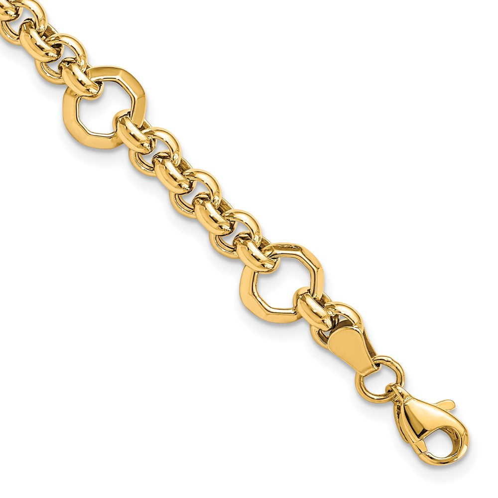 7.5 Inch 10K Polished D/C Fancy Link Bracelet