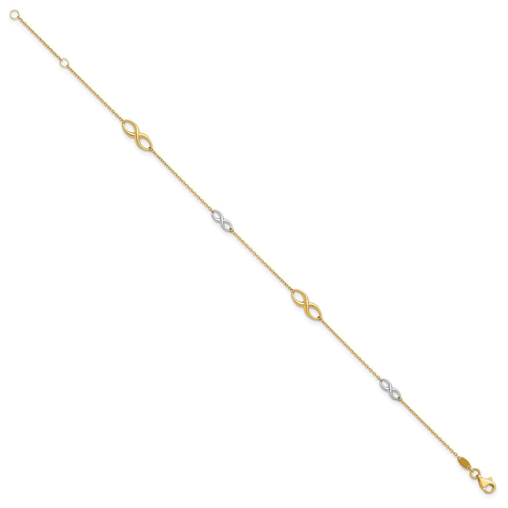 10K Two-Tone Polished With 1In Ext. Anklet