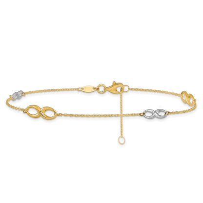10K Two-Tone Polished With 1In Ext. Anklet