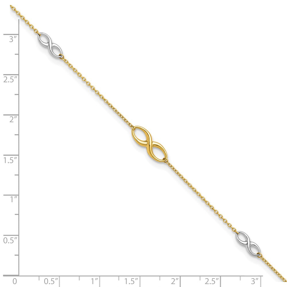 10K Two-Tone Polished With 1In Ext. Anklet