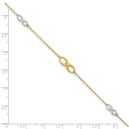 10K Two-Tone Polished With 1In Ext. Anklet