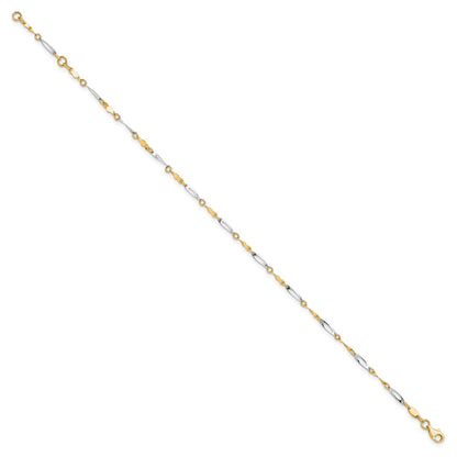 10K Two-Tone Polished Fancy Link 1In Ext. Anklet