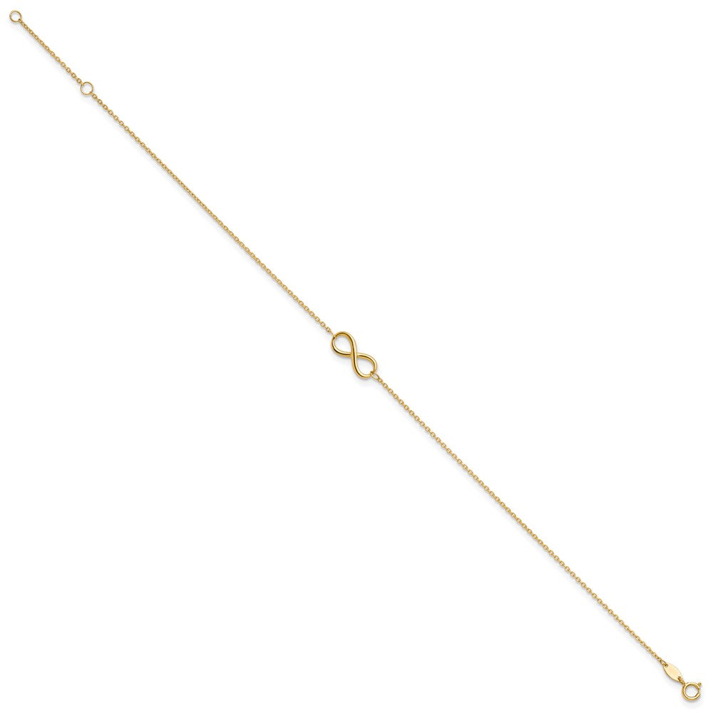 10K Yellow Gold Polished Infinity With 1In Ext. Anklet