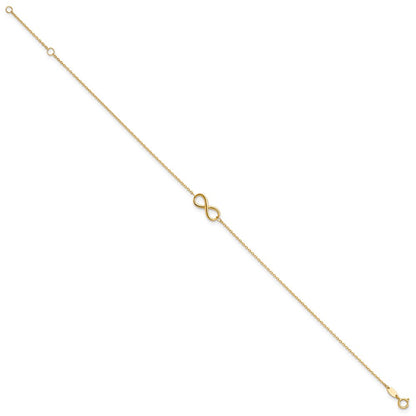 10K Yellow Gold Polished Infinity With 1In Ext. Anklet