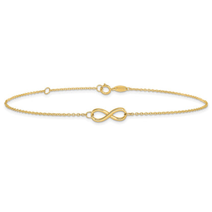 10K Yellow Gold Polished Infinity With 1In Ext. Anklet
