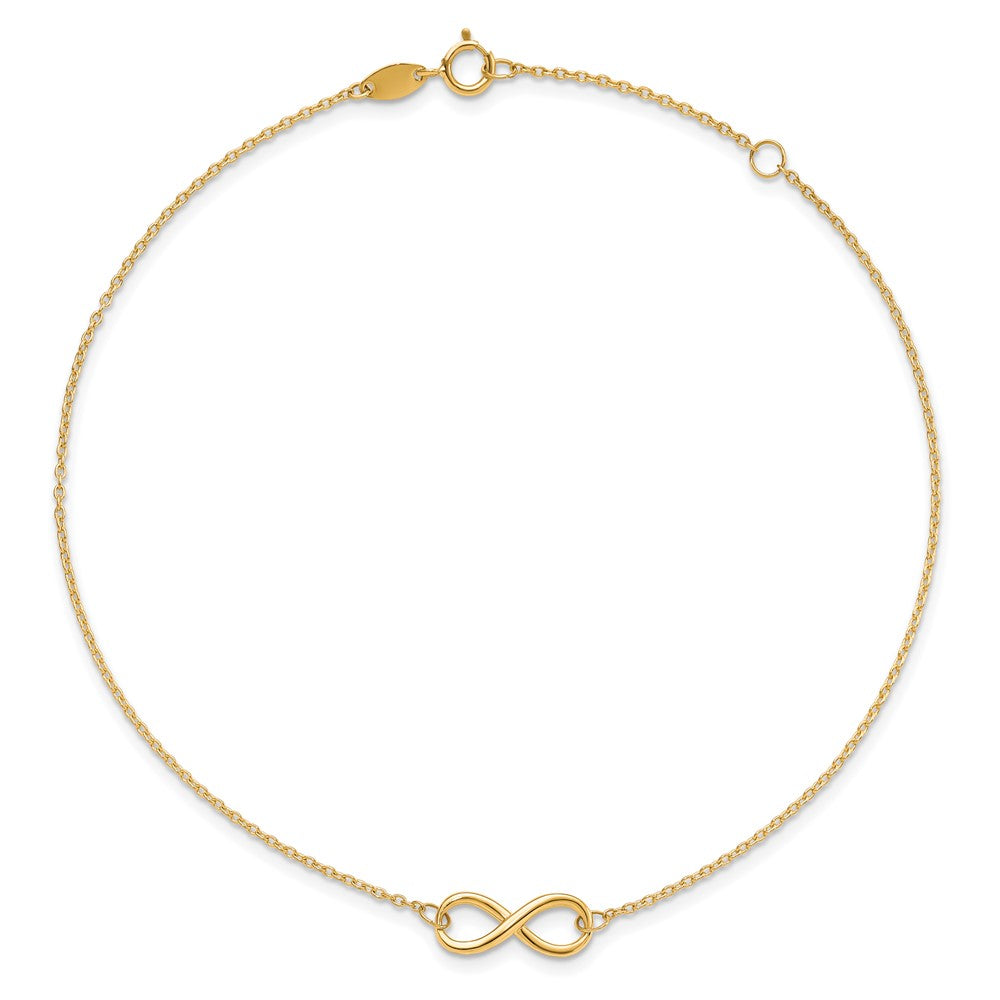 10K Yellow Gold Polished Infinity With 1In Ext. Anklet