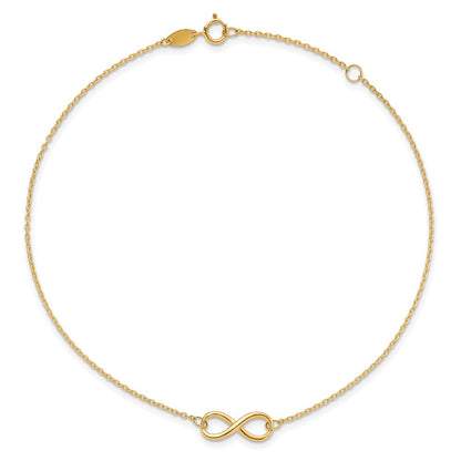 10K Yellow Gold Polished Infinity With 1In Ext. Anklet