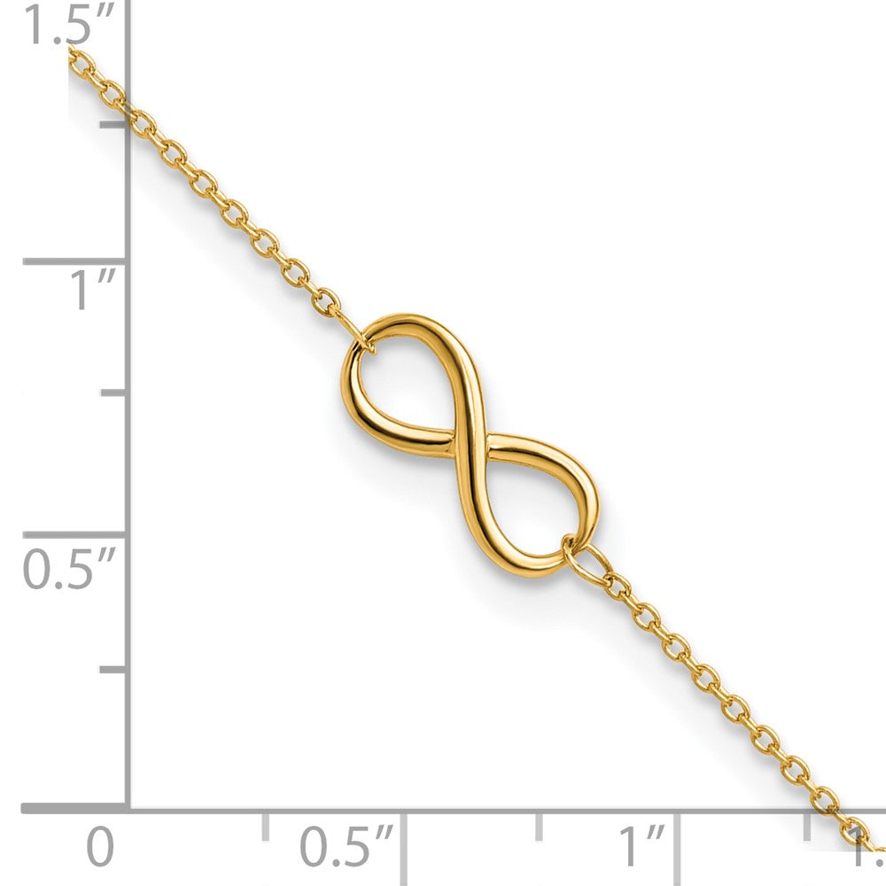 10K Yellow Gold Polished Infinity With 1In Ext. Anklet