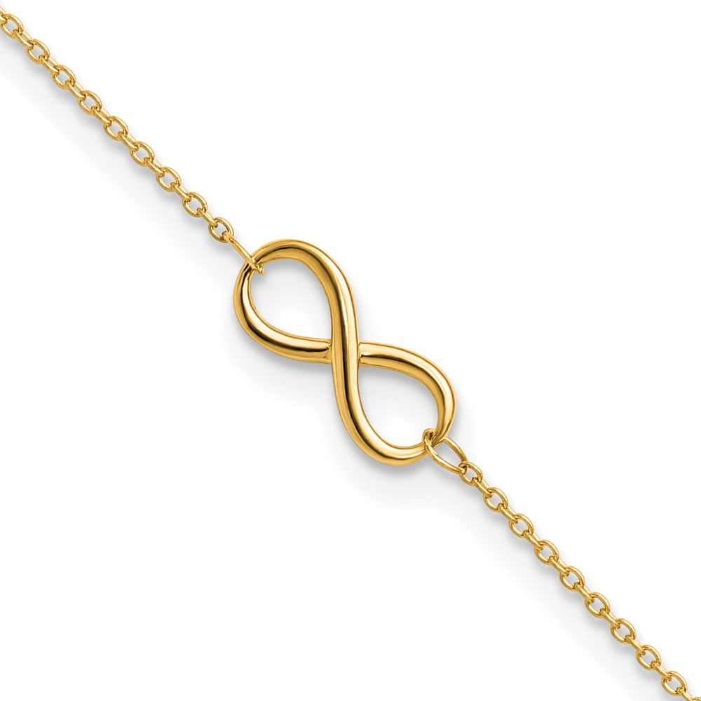 10K Yellow Gold Polished Infinity With 1In Ext. Anklet