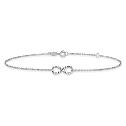 10K White Gold Polished Infinity With 1In Ext. Bracelet