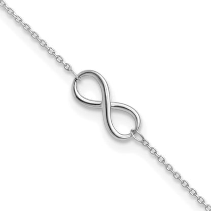 10K White Gold Polished Infinity With 1In Ext. Bracelet