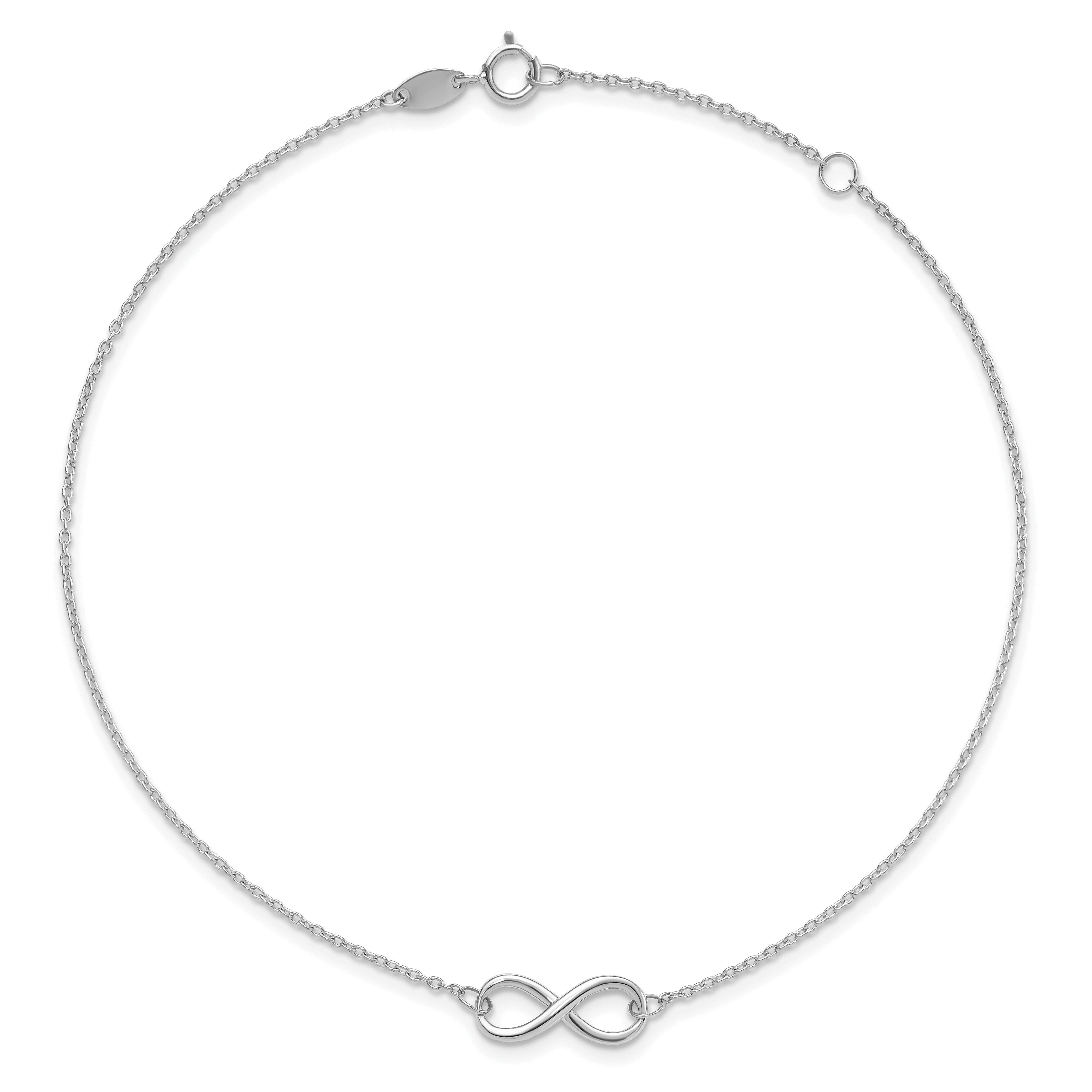 10K White Gold Polished Infinity With 1In Ext. Anklet