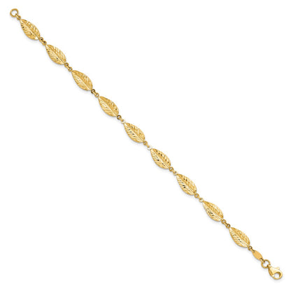 10K Yellow Gold Polished Leaf Bracelet