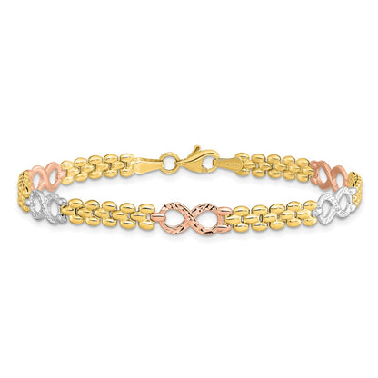 10K Tri Color Reversible Infinity Bracelet