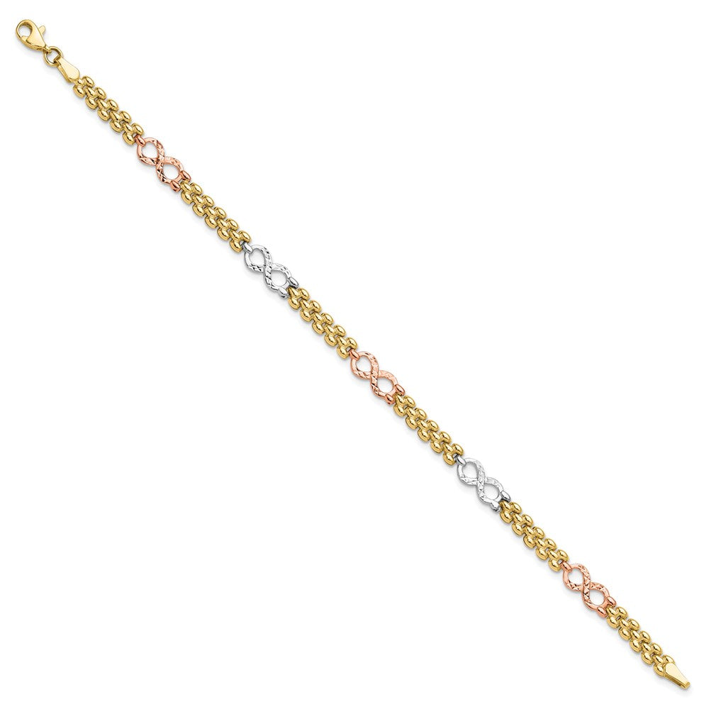 10K Tri Color Reversible Infinity Bracelet