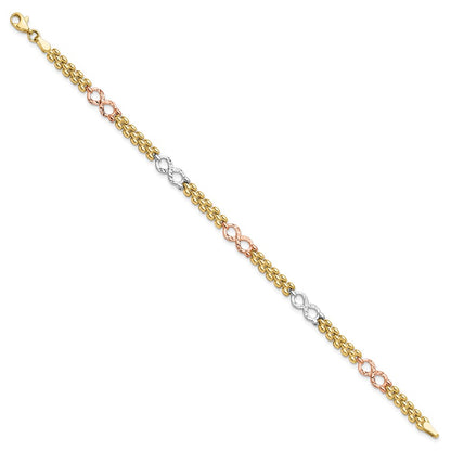 10K Tri Color Reversible Infinity Bracelet