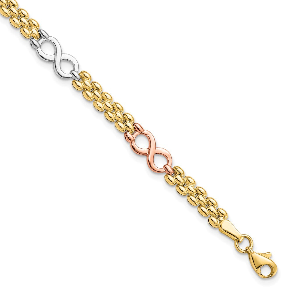 10K Tri Color Reversible Infinity Bracelet