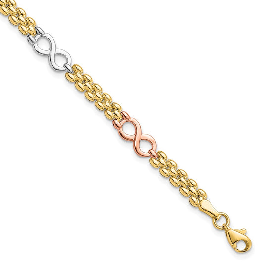 10K Tri Color Reversible Infinity Bracelet