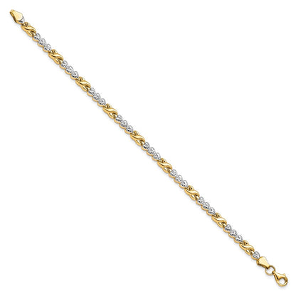 10K Yellow Rhodium D/C Infinity And Heart Bracelet