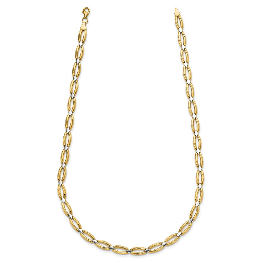 10K Yellow Rhodium Fancy Link Necklace