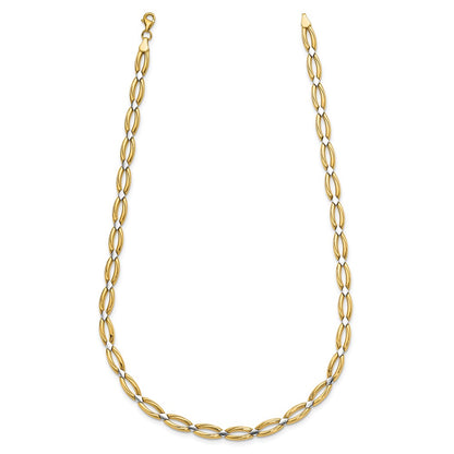 10K Yellow Rhodium Fancy Link Necklace