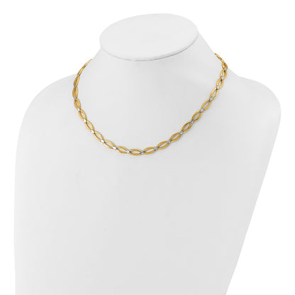 10K Yellow Rhodium Fancy Link Necklace