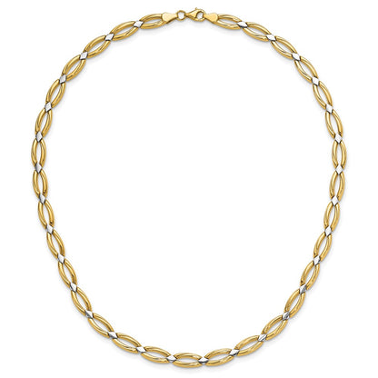 10K Yellow Rhodium Fancy Link Necklace