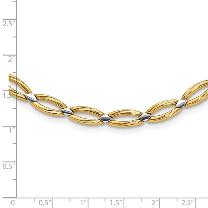 10K Yellow Rhodium Fancy Link Necklace