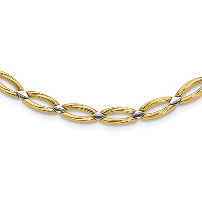 10K Yellow Rhodium Fancy Link Necklace