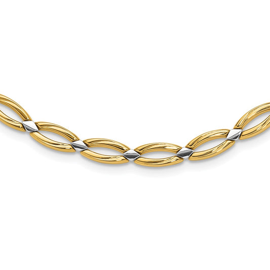 10K Yellow Rhodium Fancy Link Necklace