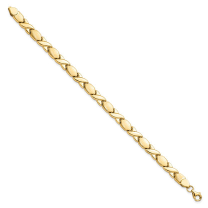 10K Yellow Gold 10Kpolished And Brushed X/O Fancy Bracelet