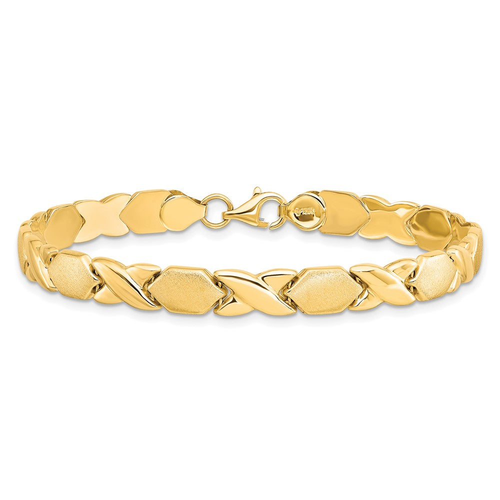 10K Yellow Gold 10Kpolished And Brushed X/O Fancy Bracelet