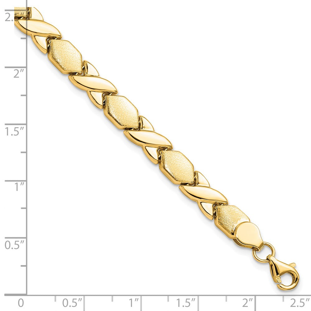 10K Yellow Gold 10Kpolished And Brushed X/O Fancy Bracelet