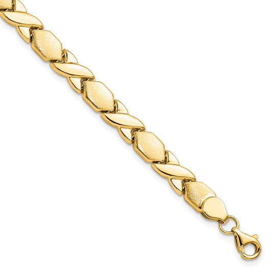 10K Yellow Gold 10Kpolished And Brushed X/O Fancy Bracelet