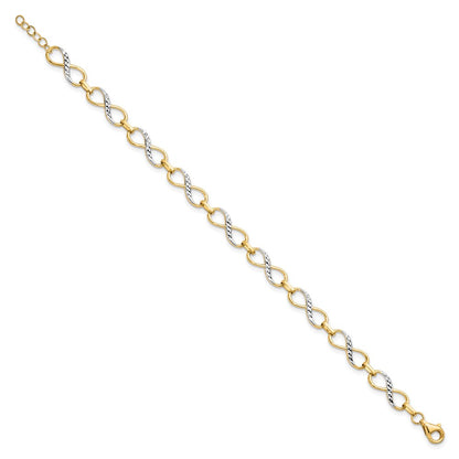 10K Yellow Rhodium D/C Infinity Fancy Bracelet