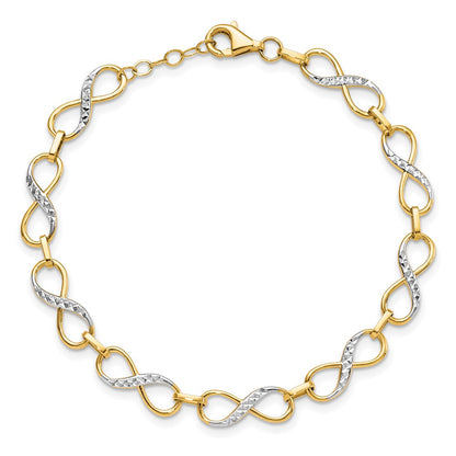 10K Yellow Rhodium D/C Infinity Fancy Bracelet