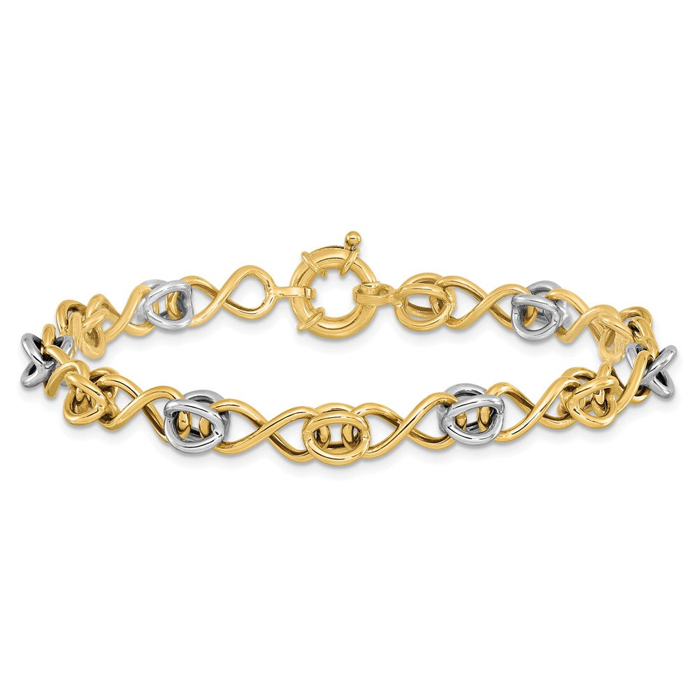 7.5 Inch 10K With White Rhodium Polished Fancy Bracelet