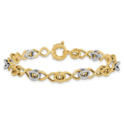 7.5 Inch 10K With White Rhodium Polished Fancy Bracelet