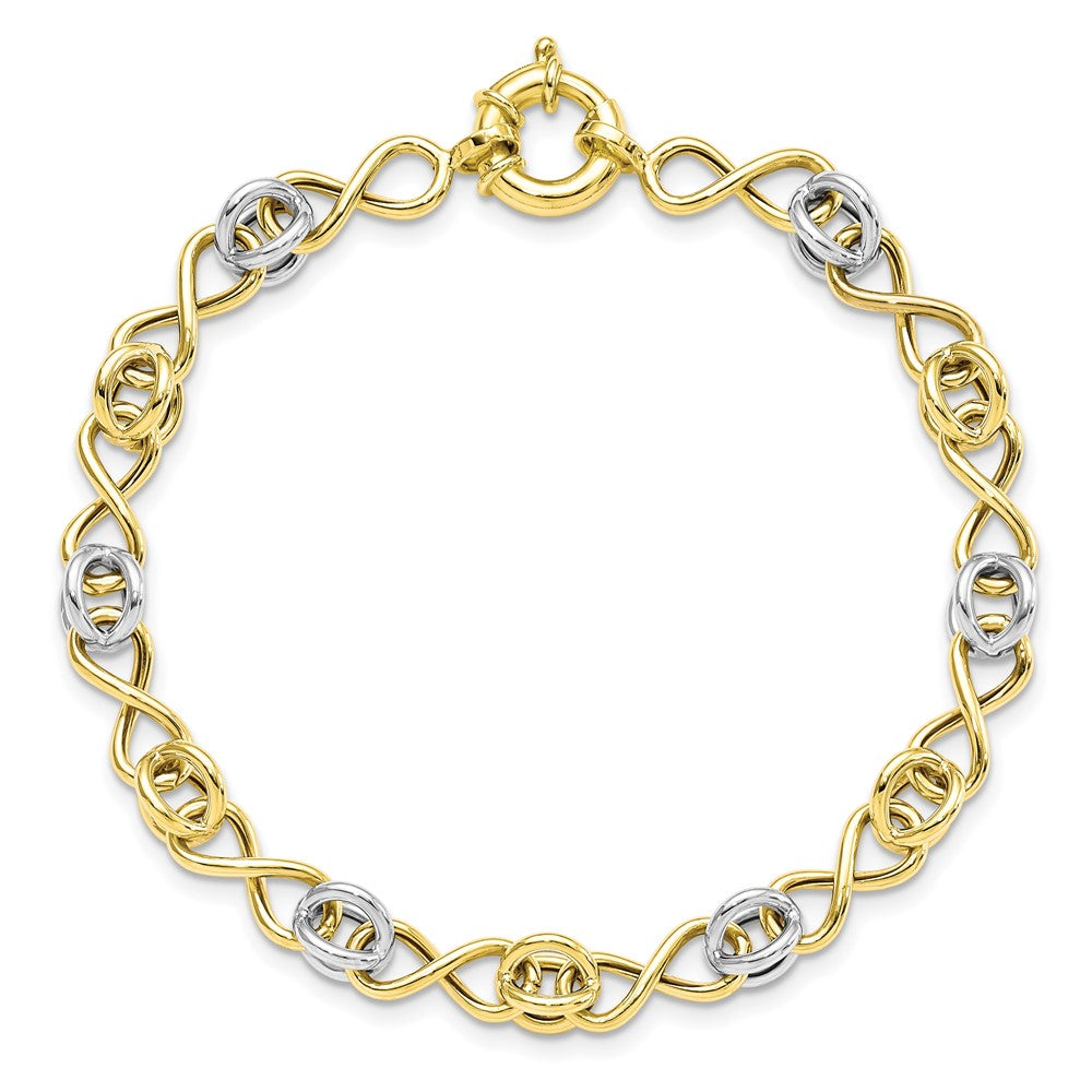 7.5 Inch 10K With White Rhodium Polished Fancy Bracelet