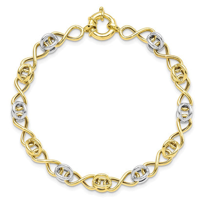 7.5 Inch 10K With White Rhodium Polished Fancy Bracelet