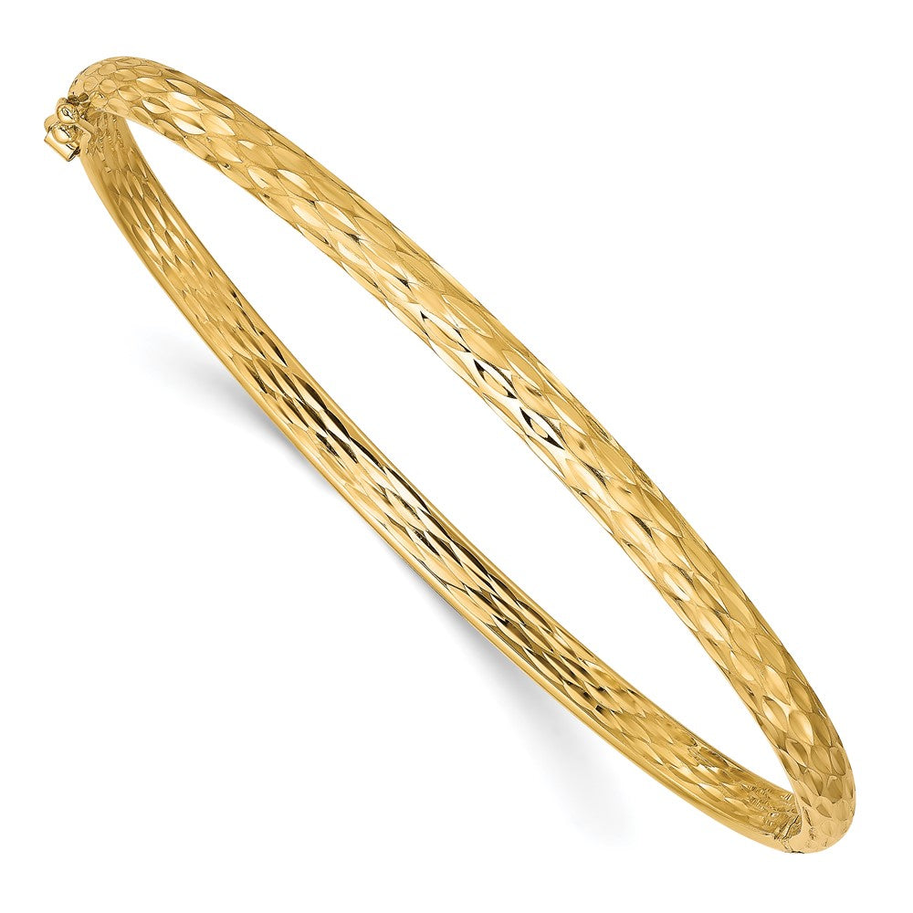10K Yellow Gold Polished And D/C Hinged Bangle