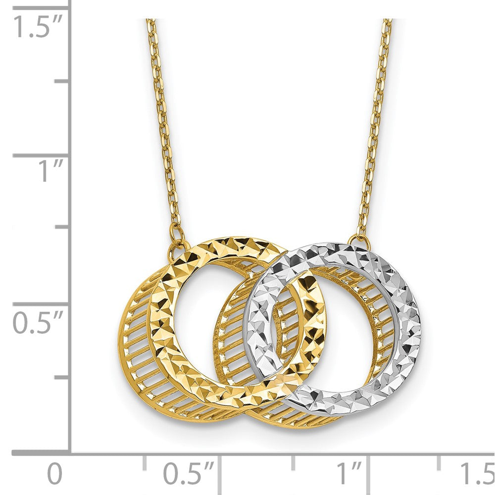 10K Yellow Rhodium Plated Polished D/C Necklace