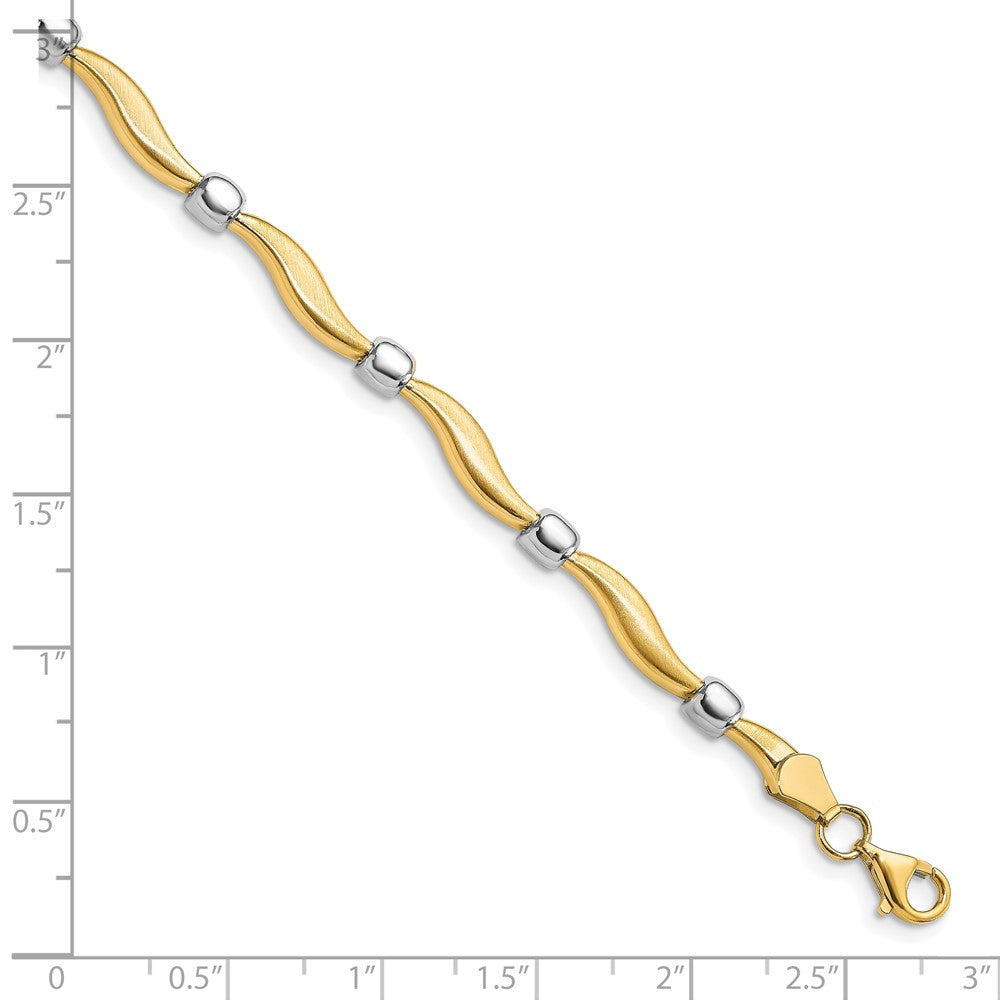 10K Yellow Rhodium Plated Polished And Satin Bracelet