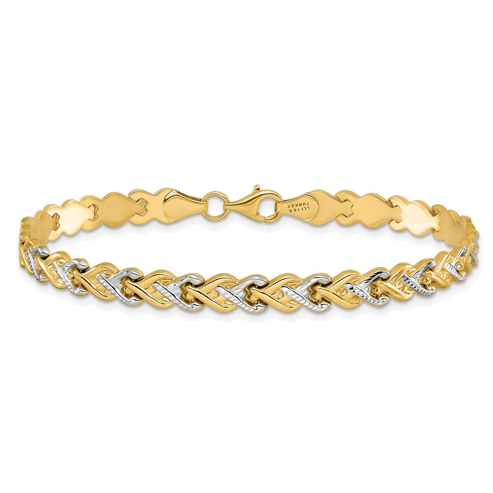 10K Yellow Rhodium Plated Polished D/C Bracelet