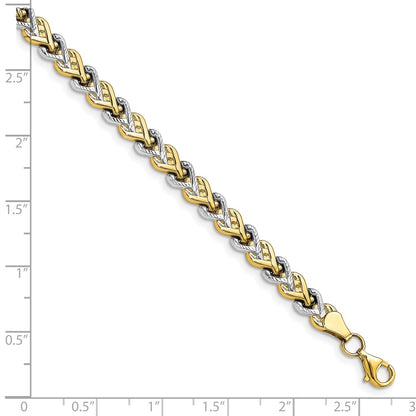 10K Yellow Rhodium Plated Polished D/C Bracelet
