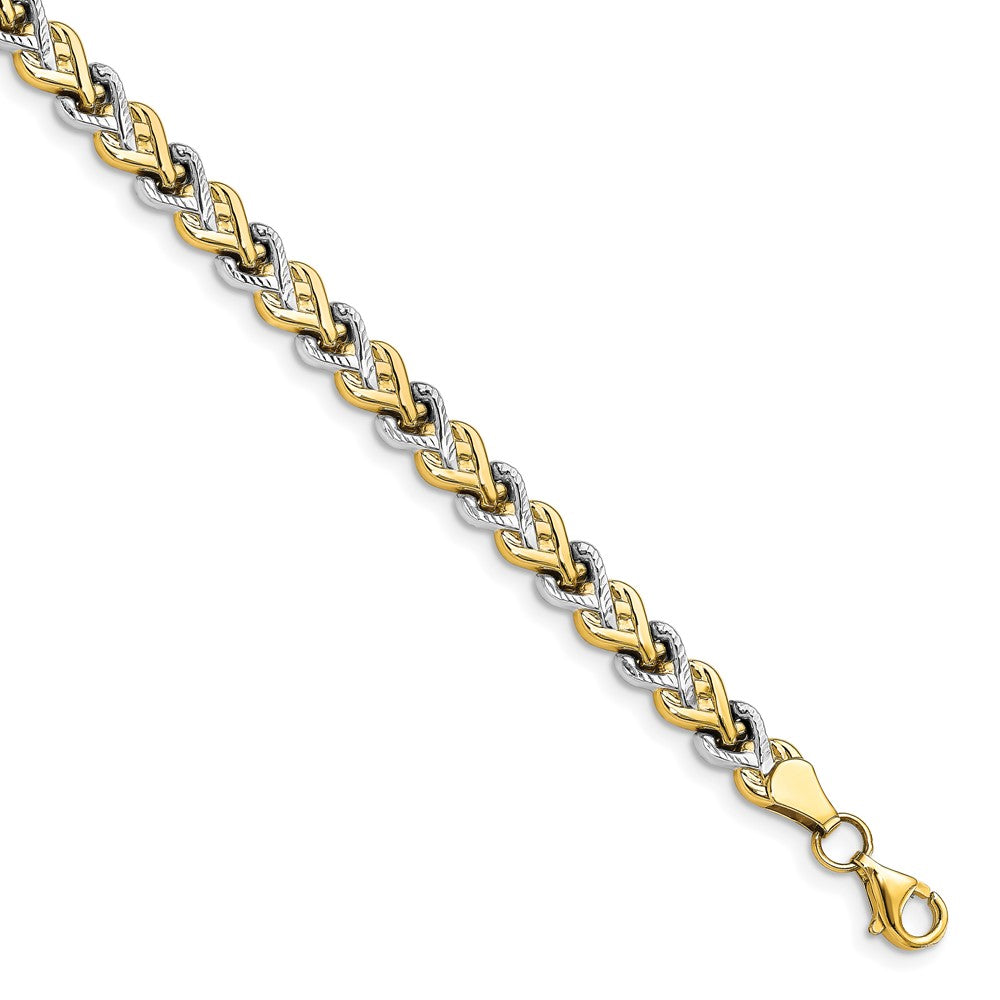 10K Yellow Rhodium Plated Polished D/C Bracelet