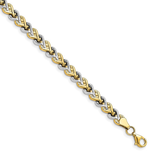 10K Yellow Rhodium Plated Polished D/C Bracelet