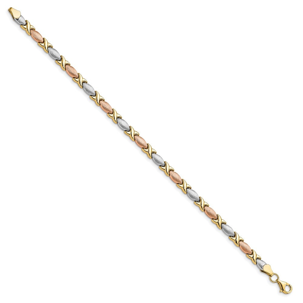 10K Tri Color Polished And Brushed Bracelet