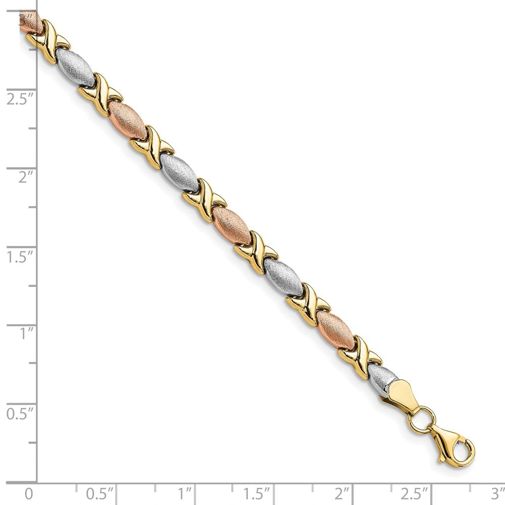 10K Tri Color Polished And Brushed Bracelet