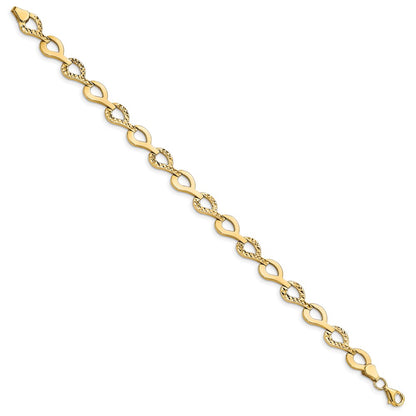 10K Yellow Gold Polished Fancy D/C Link Bracelet